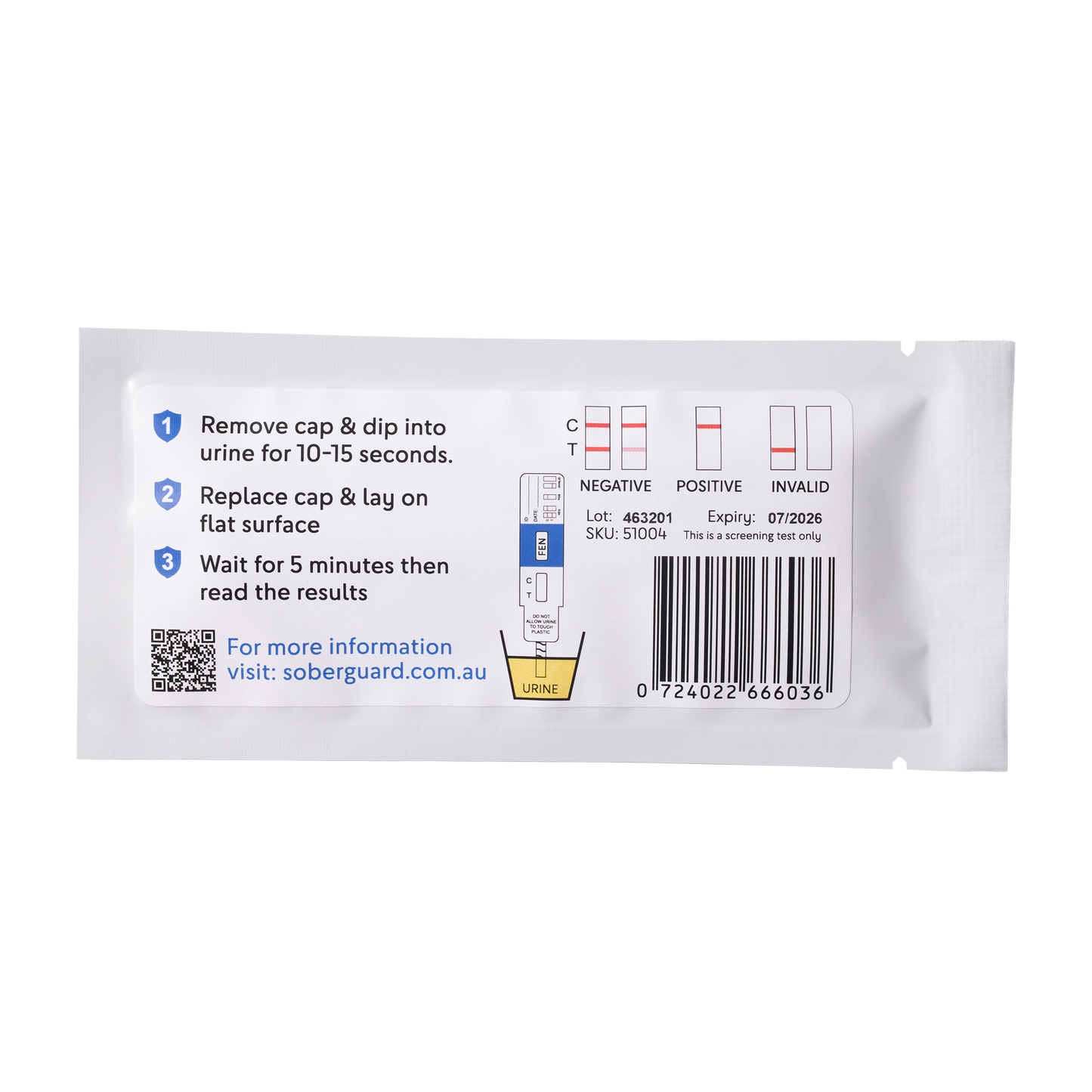 SoberGuard Fentanyl (FEN) Urine Drug Test Dip Card