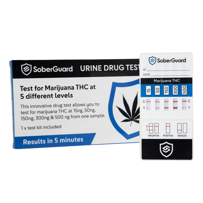 SoberGuard Urine Drug Test kit for marijuana THC on a white background